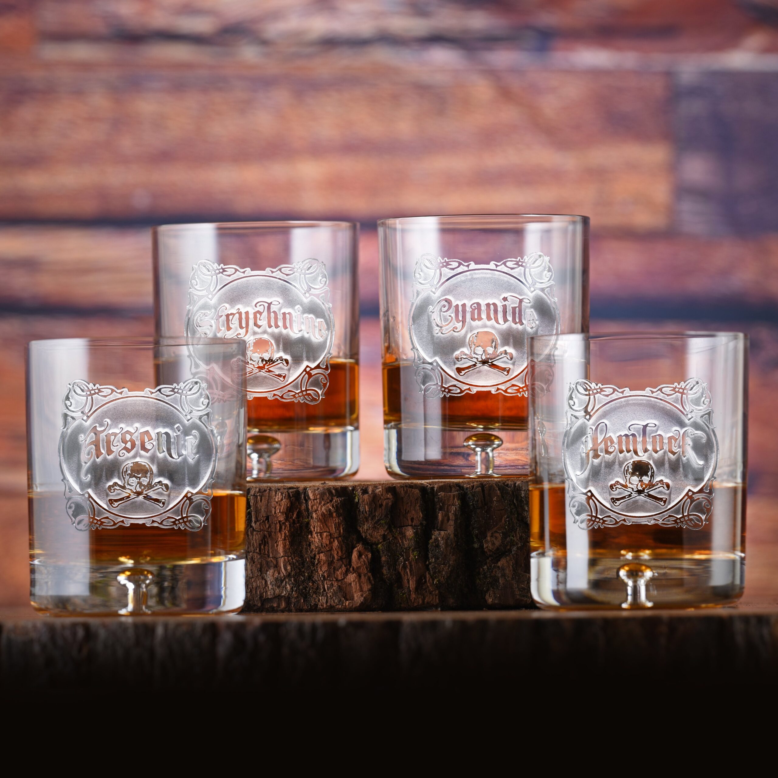 Hausfasler Engraved "Your Poison" Crystal Whiskey Glass Set – Arsenic & Cyanide Theme