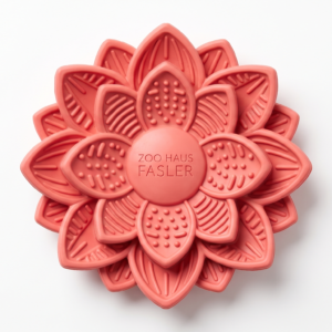 Zoo Haus Fasler Lotus Silicone Dog Lick Mat - Calming Slow Feeder & Treat Pad for Anxiety Relief (Coral)