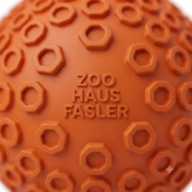 Zoo Haus Fasler Textured Dog Fetch Ball - Durable Orange Chew Toy with Hexagon Grips - Image 3