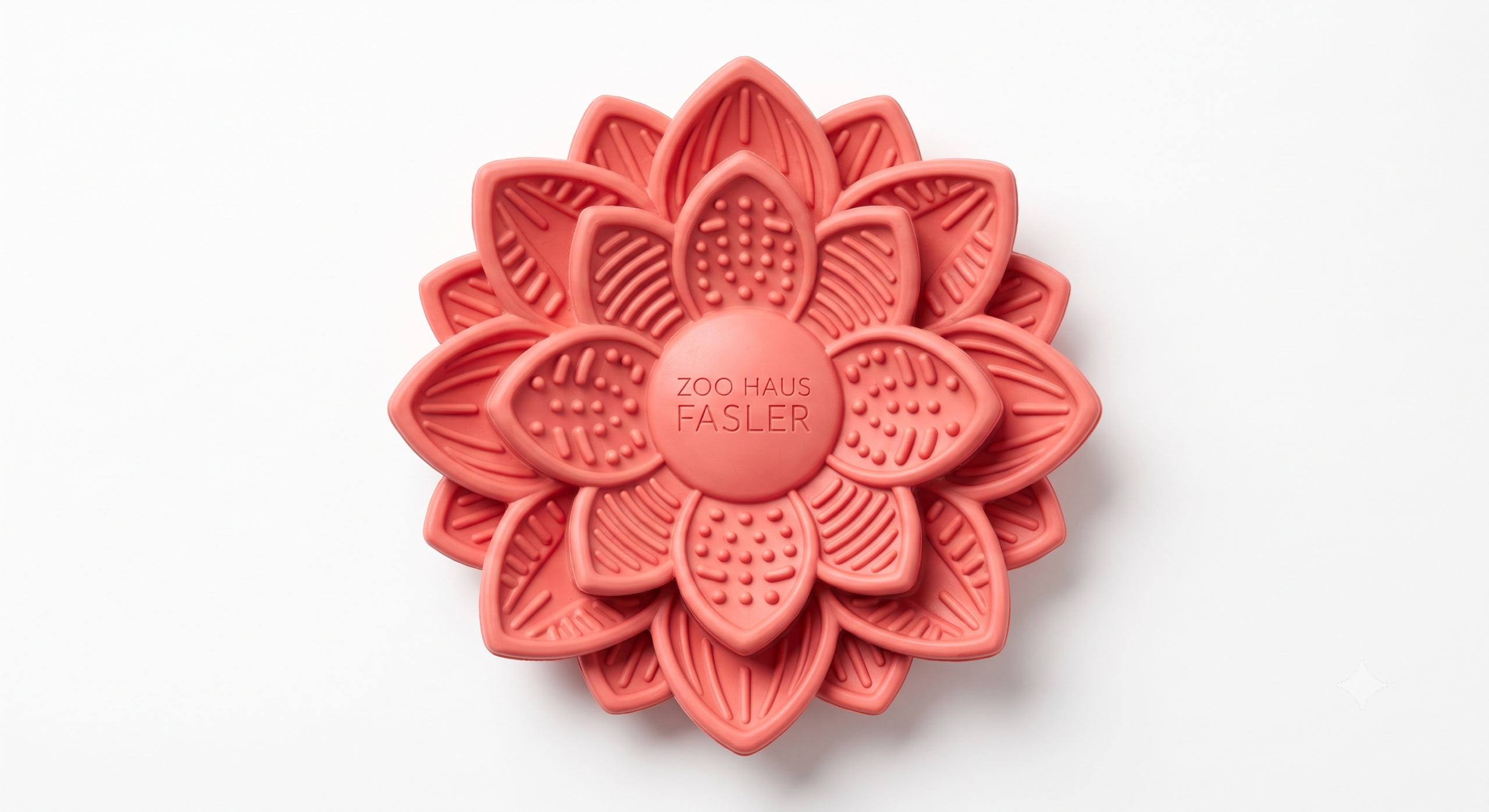 Zoo Haus Fasler Lotus Silicone Dog Lick Mat - Calming Slow Feeder & Treat Pad for Anxiety Relief (Coral)