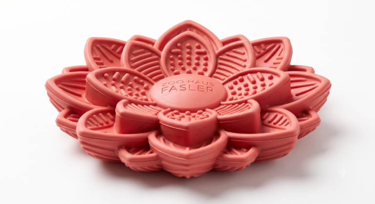 Zoo Haus Fasler Lotus Silicone Dog Lick Mat - Calming Slow Feeder & Treat Pad for Anxiety Relief (Coral) - Image 2